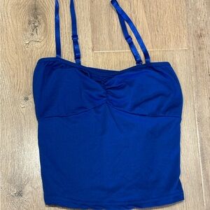 Blue Strappy Crop Top